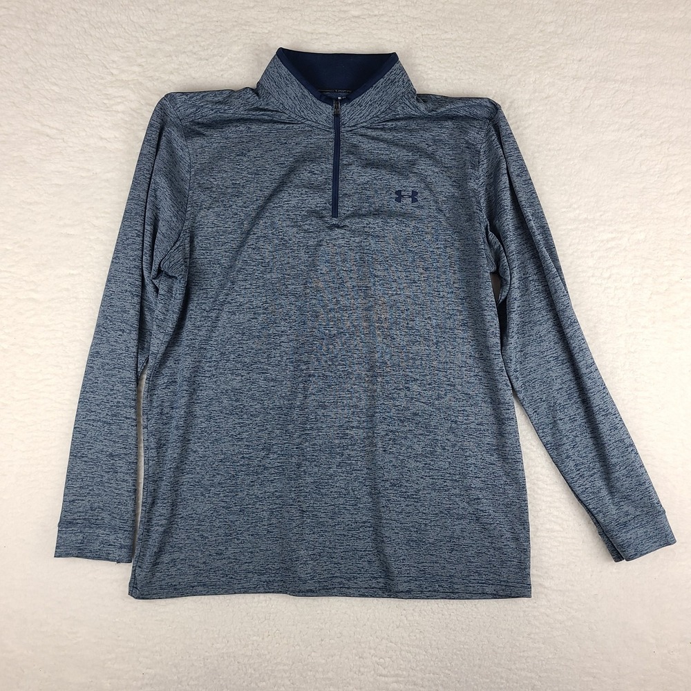Under Armour Golf Sweater Mens XL Blue Heathered Loose Heatgear Performance Tech